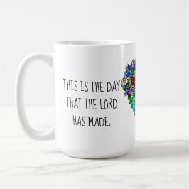 Gemalte Blume, w Verse aus Psalm 118:24 Kaffeetasse