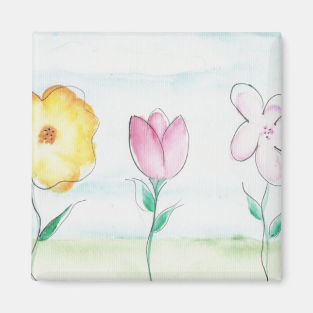 Gemalte Blumen Kunst Magnet (Vorne)