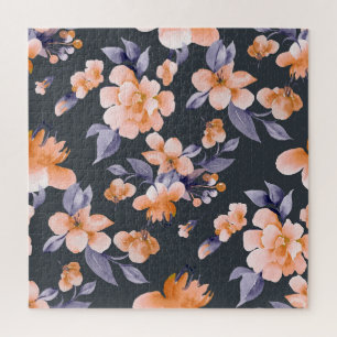 Gemalte Blumen Nahtloser Hintergrund Puzzle