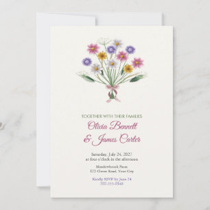 Gemalte Blumenwiesen-Strauß-Hochzeitseinladung Einladung