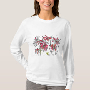Gemalte Daisy-Blume Botanische Kunstfarben Zeichne T-Shirt
