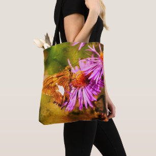 Gemalte Dame Schmetterling Wilde Aster Blume Kunst