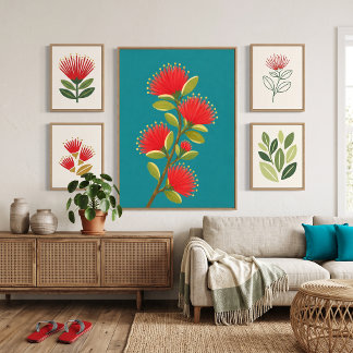 Gemalte hawaiianische Lehua-Blüte 1 Leinwanddruck