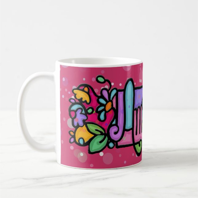 Gemalte Kaffeetasse AMANDA Gewohnheit. PK. Punkte (Links)