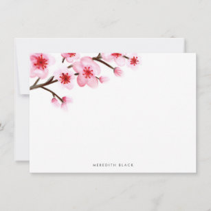 Gemalte Kirschblüten-Briefpapier-flache Karten