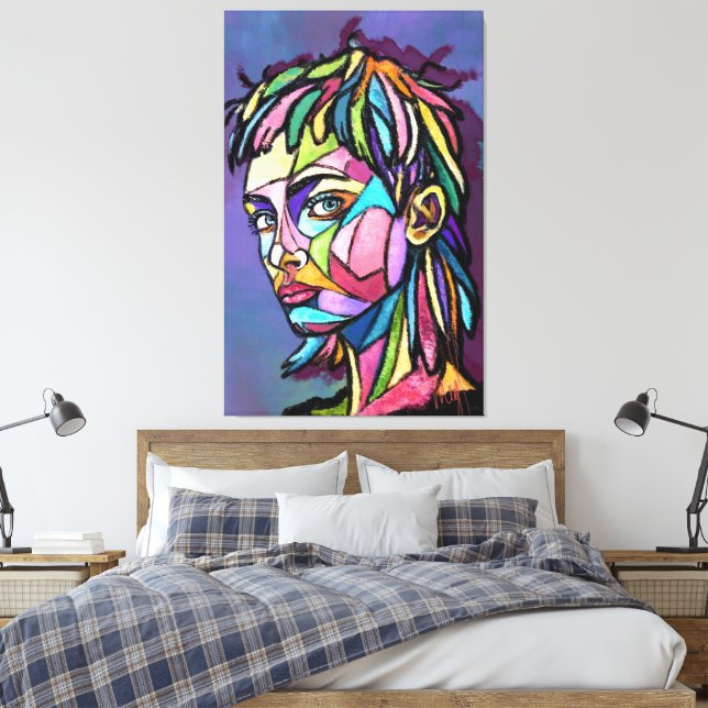 Gemalte Kunst Frau Leinwanddruck (Insitu (Schlafzimmer))