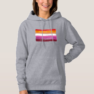 GEMALTE LESBISCHE STOLZFLAGGE SONNENUNTERGANG STRE HOODIE