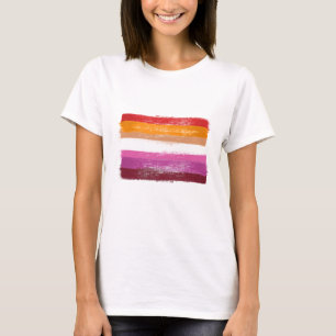 GEMALTE LESBISCHE STOLZFLAGGE SONNENUNTERGANG STRE T-Shirt