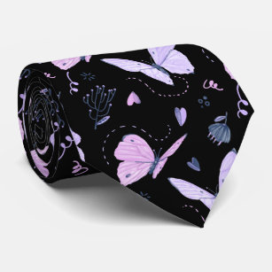 Gemalte lila Schmetterlinge auf Nachthintergrund Krawatte