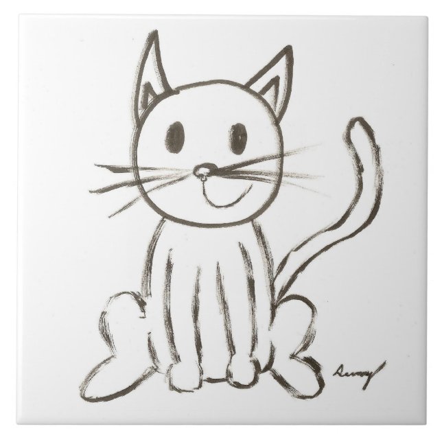 Gemalte Miezekatze-Fliese Fliese (Vorderseite)