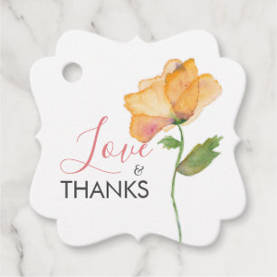 Gemalte orangefarbene Blumen Aquarell-Mohn Favor T Geschenkanhänger