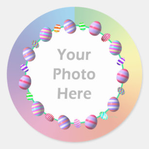 Gemalte Ostereier (Fotorahmen) Runder Aufkleber