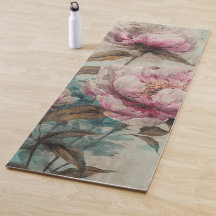 Gemalte Pfingstrosen - Yogamatte
