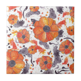 Gemalte Poppies Fliese