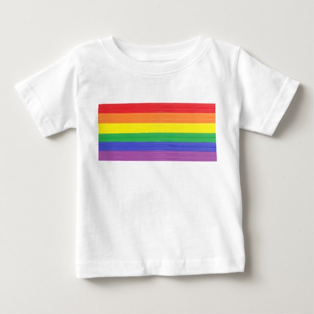 Gemalte Regenbogen-Flagge Baby T-shirt (Vorderseite)