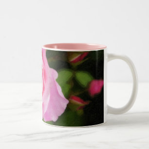 Gemalte rosa Rosen Zweifarbige Tasse