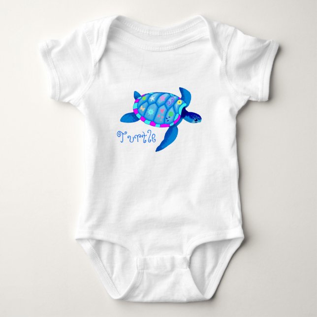 Gemalte Schildkröte-Säuglings-Raupe Baby Strampler (Vorderseite)