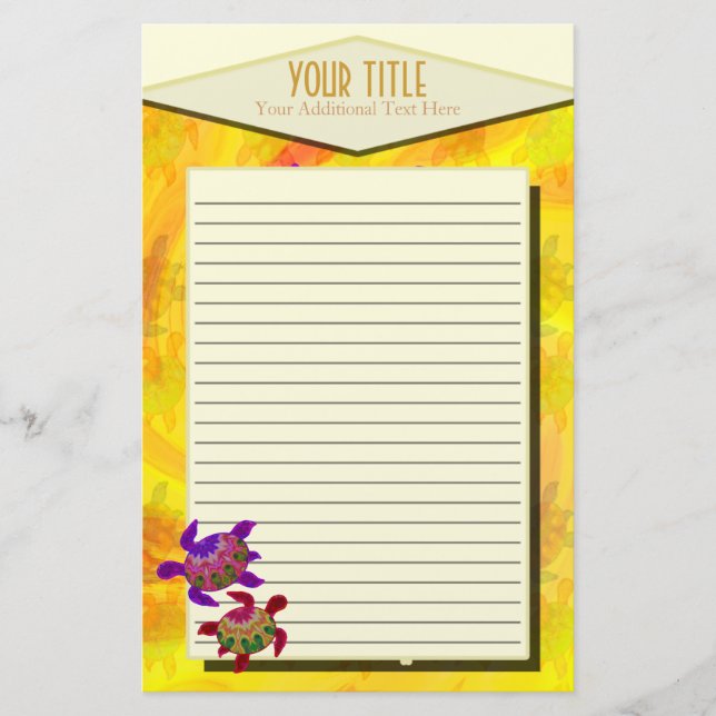 Gemalte Schildkröten zeichneten Briefpapier (Vorderseite)