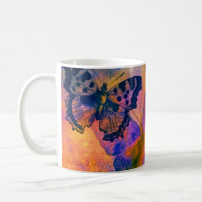 Gemalte Schmetterlinge  Kaffeetasse (Links)