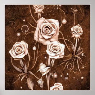 Gemalte Sepia-Rose Poster