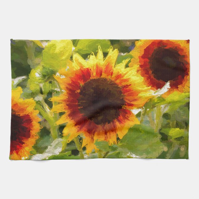 Gemalte Sonnenblume Handtuch (Horizontal)