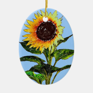 Gemalte Sonnenblume-Verzierung Keramik Ornament