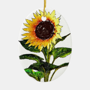 Gemalte Sonnenblume-Verzierung Keramik Ornament