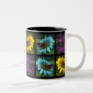 'Gemalte Sonnenblumen 2' Zweifarbige Tasse