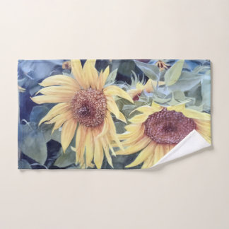 Gemalte Sonnenblumen mit einer Biene Handtuch