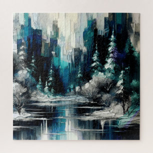 Gemalte Stadt-Winterlandschaft 1006 Puzzle