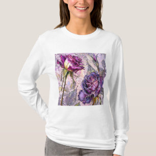 Gemalte violette Rosen T-Shirt