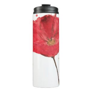 Gemalte Wasserfarbe Mohnblume 2 Thermosbecher