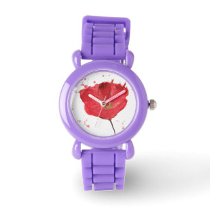 Gemalte Watercolormohnblumen-Blume 2 Armbanduhr