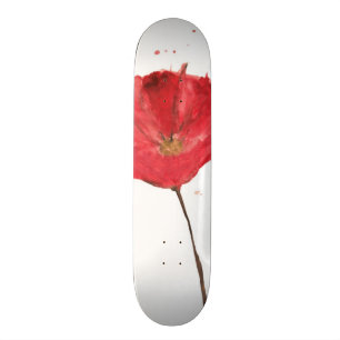 Gemalte Watercolormohnblumen-Blume 2 Skateboard