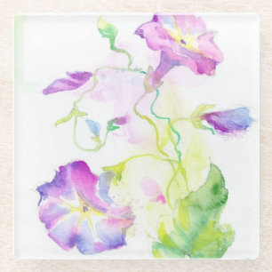Gemalte Watercolorwinden-Blumen Glasuntersetzer