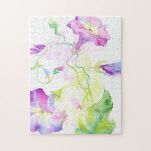 Gemalte Watercolorwinden-Blumen Puzzle