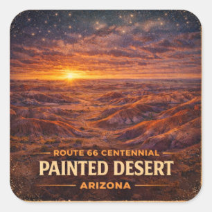 Gemalte Wüste Arizona Sonnenaufgang Centennial Quadratischer Aufkleber