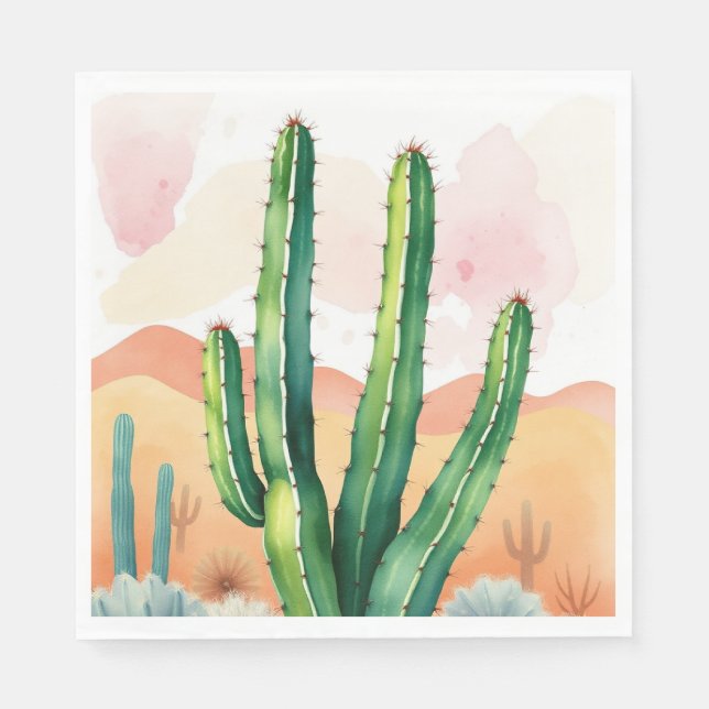 Gemalte Wüstenblüten Serviette (Vorderseite)