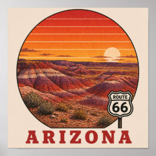 Gemalte Wüstenstraße 66 Arizona Poster