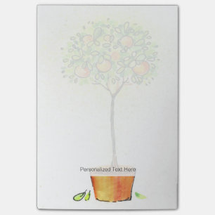 Gemalter Aquarellzitrusfruchtbaum im Topf Post-it Klebezettel