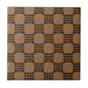 Gemalter Checkered Wirbel (Brown) Fliese
