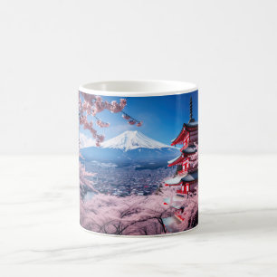 Gemalter Fuji-Berg in Kirschblütensaison Kaffeetasse