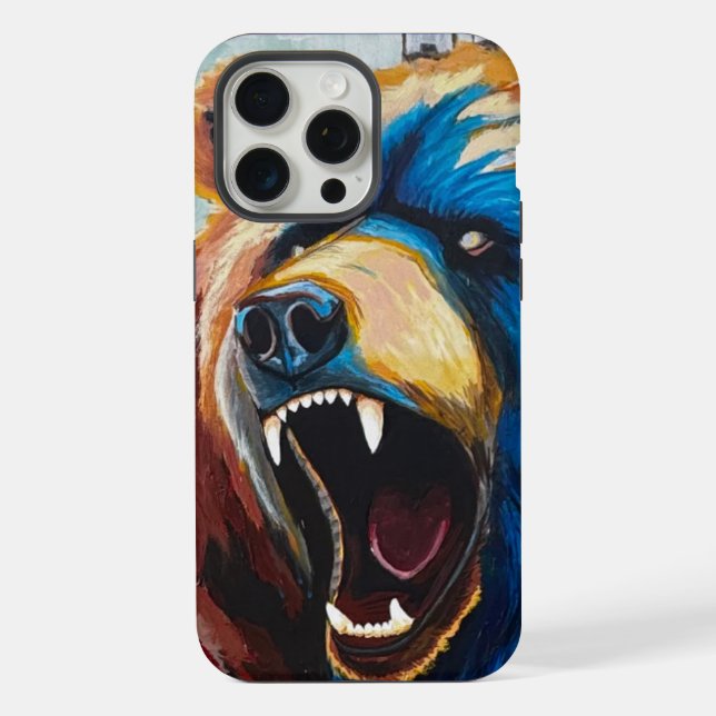 Gemalter Grizzly iPhone Hülle (Rückseite)