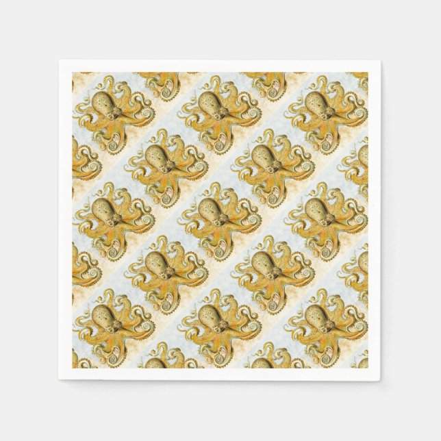 Gemalter Nautischer Kraken-Tintenfisch Serviette (Vorderseite)