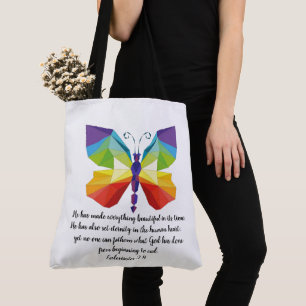 Gemalter Schmetterling mit Vers von Ecclesiastes 3