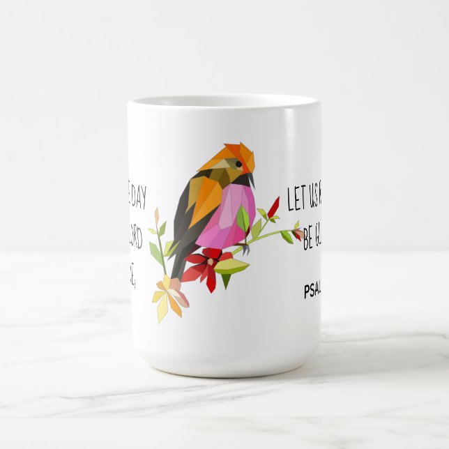 Gemalter Songbird, w Verse aus Psalm 118:24 Kaffeetasse (Mittel)
