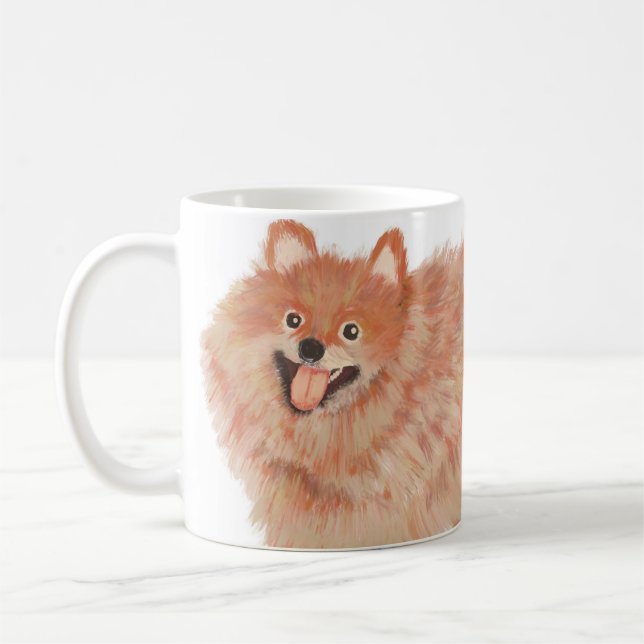 Gemalter Spitz Portrait Kaffeemaschine Tasse (Links)