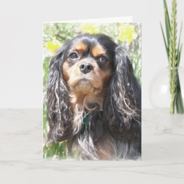 Gemalter unbekümmerter Königcharles Spaniel Karte (Vorderseite)