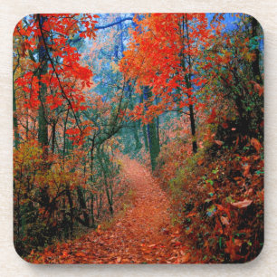 Gemalter Wald Herbst Flamme Aquarell Untersetzer