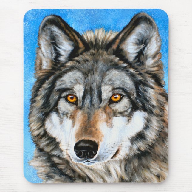 Gemalter Wolf Mousepad (Vorne)